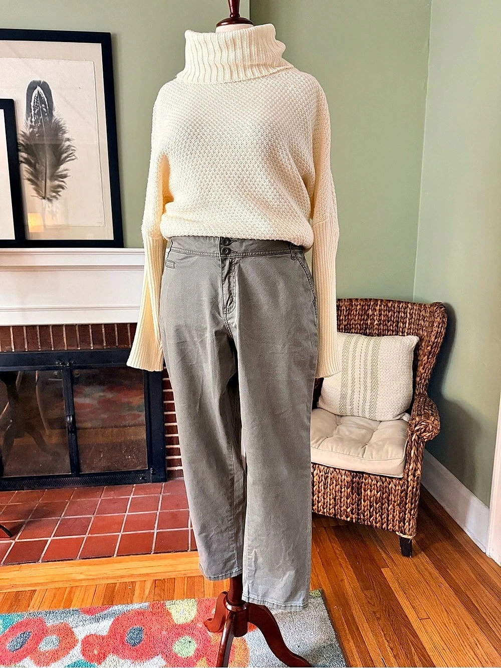 Lane Bryant Weekend Boyfriend Chino Pants Sage Green NWT Size 18